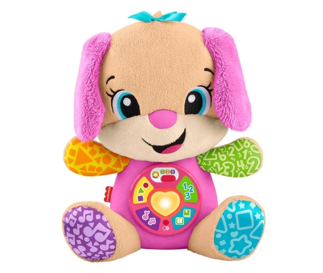 Fisher price catel interactiv cu urechi roz rade si invata
