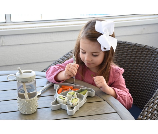 Farfurie compartimentata din silicon cu ventuza, melii, bulldog Farfurie compartimentata din silicon cu ventuza, melii, bulldog