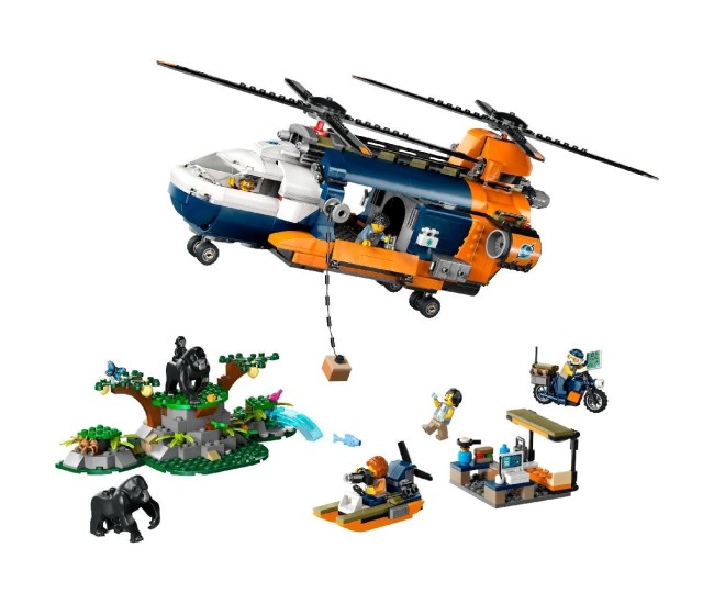 Lego city elicopterul unui explorator al junglei la tabara de baza 60437 Lego city elicopterul unui explorator al junglei la tabara de baza 60437