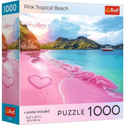 Puzzle trefl 1000 colectia sua plaja tropicala roz poster inclus Puzzle trefl 1000 colectia sua plaja tropicala roz poster inclus