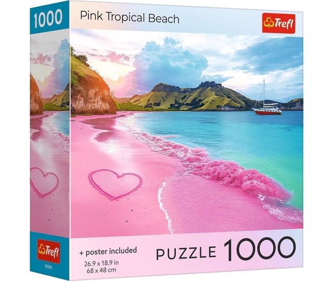 Puzzle trefl 1000 colectia sua plaja tropicala roz poster inclus Puzzle trefl 1000 colectia sua plaja tropicala roz poster inclus