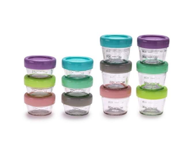 Set 12 recipient sticla pentru hrana bebe, melii, 6*59 ml + 6*118 ml