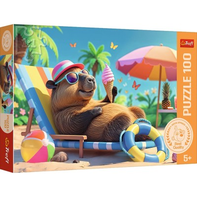 Puzzle trefl 100 relaxare in stil capibara Puzzle trefl 100 relaxare in stil capibara