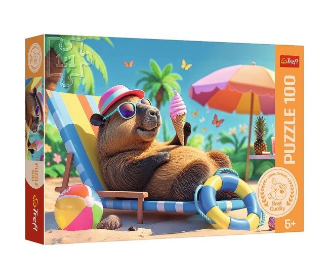 Puzzle trefl 100 relaxare in stil capibara Puzzle trefl 100 relaxare in stil capibara
