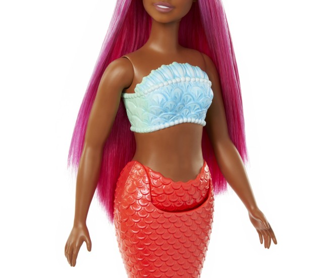 Barbie dreamtropia papusa sirena cu par magenta si coada portocalie Barbie dreamtropia papusa sirena cu par magenta si coada portocalie