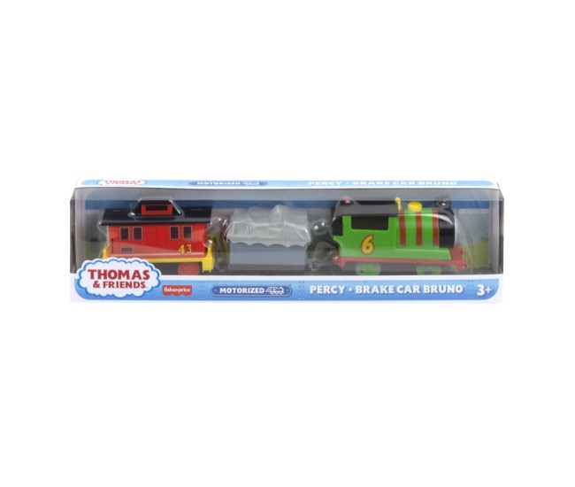 Thomas locomotiva motorizata percy brake car bruno cu 2 vagoane Thomas locomotiva motorizata percy brake car bruno cu 2 vagoane