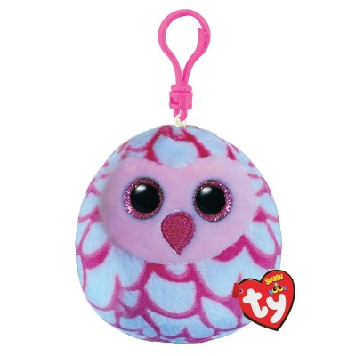 Plus breloc ty 8.5cm squishy beanies bufnita pinky roz