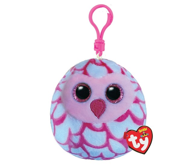 Plus breloc ty 8.5cm squishy beanies bufnita pinky roz Plus breloc ty 8.5cm squishy beanies bufnita pinky roz