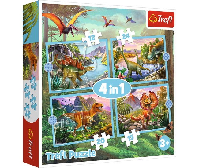 Puzzle trefl 4in1 lumea dinozaurilor Puzzle trefl 4in1 lumea dinozaurilor