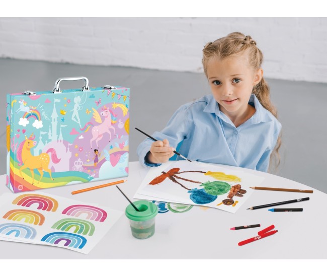 Happi hobbi art case set de desen deluxe cu 100 de accesorii unicorn Happi hobbi art case set de desen deluxe cu 100 de accesorii unicorn