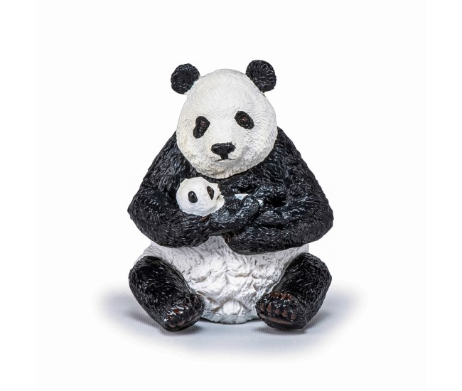 Papo figurina urs panda sezand cu pui in brate Papo figurina urs panda sezand cu pui in brate