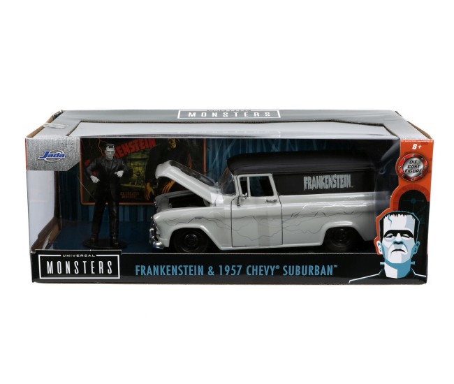 Set masinuta 1957 chevy suburban si figurina frankenstein Set masinuta 1957 chevy suburban si figurina frankenstein