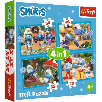 Puzzle trefl 4in1 strumfii satul strumfilor Puzzle trefl 4in1 strumfii satul strumfilor