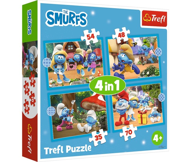 Puzzle trefl 4in1 strumfii satul strumfilor Puzzle trefl 4in1 strumfii satul strumfilor
