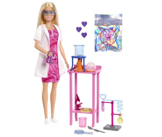 Barbie set de joaca papusa barbie face cariera om de stiinta
