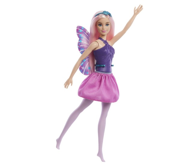 Barbie papusa barbie zana cu par roz si tinuta in 2 culori