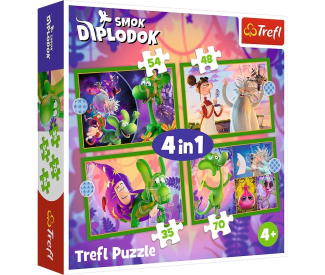 Puzzle trefl 4in1 lumea dragonului diplodok Puzzle trefl 4in1 lumea dragonului diplodok