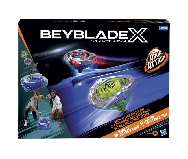 Beyblade x set de lupta drop atack impact drake 9-60lr si hover wyvern 3-85n Beyblade x set de lupta drop atack impact drake 9-60lr si hover wyvern 3-85n