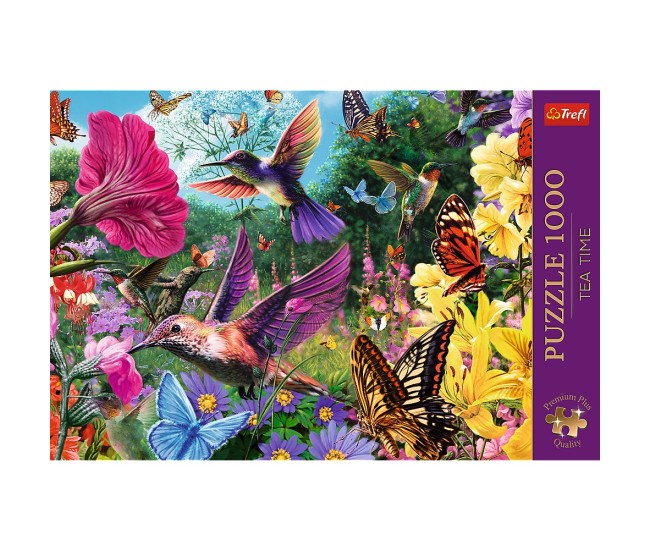 Puzzle trefl 1000 premium plus tea time gradina cu colibri Puzzle trefl 1000 premium plus tea time gradina cu colibri