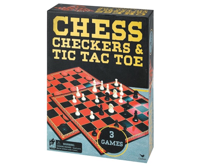 Set 3 jocuri in cutie sah dame si tic tac toe Set 3 jocuri in cutie sah dame si tic tac toe