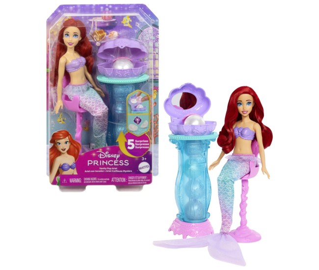 Disney princess papusa ariel si masuta de machiaj cu surprize Disney princess papusa ariel si masuta de machiaj cu surprize