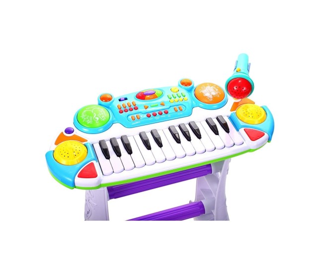 Instrument muzical pianina electronica malplay cu scaun si microfon 45 cm inaltime albastru Instrument muzical pianina electronica malplay cu scaun si microfon 45 cm inaltime albastru