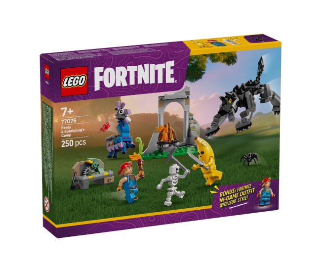 Lego fortnite tabara lui peely si sparkplug 77075