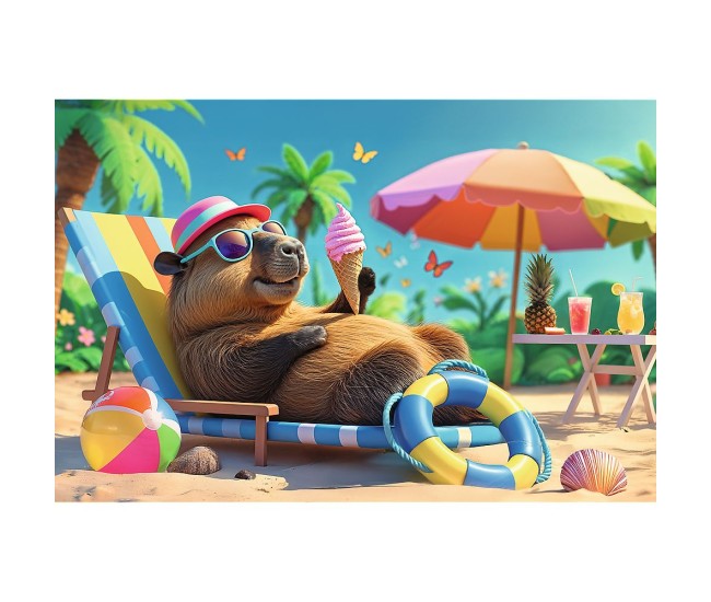 Puzzle trefl 100 relaxare in stil capibara Puzzle trefl 100 relaxare in stil capibara