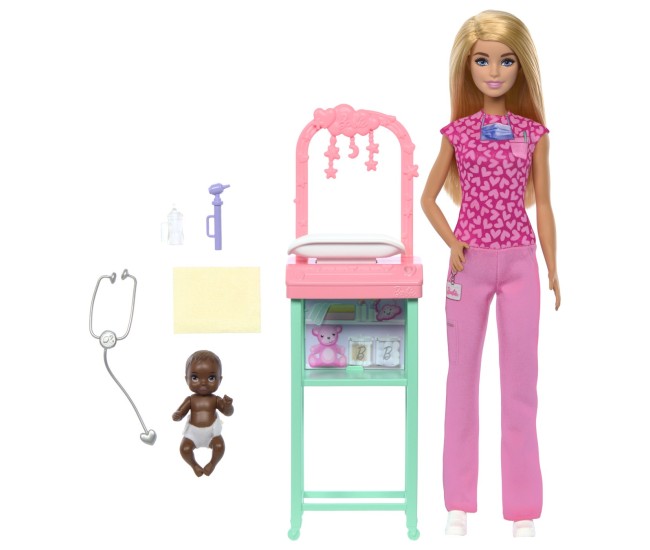 Barbie set de joaca papusa barbie blonda face cariera pediatru Barbie set de joaca papusa barbie blonda face cariera pediatru