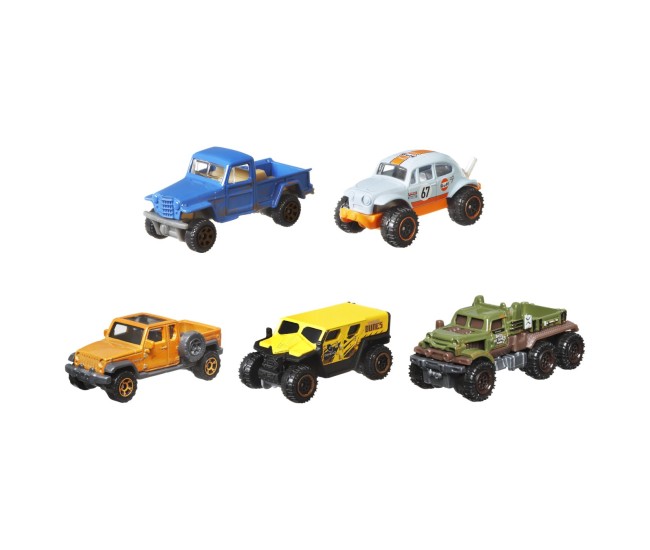 Matchbox set 5 masinute metalice mbx no road no problem scara 1:64