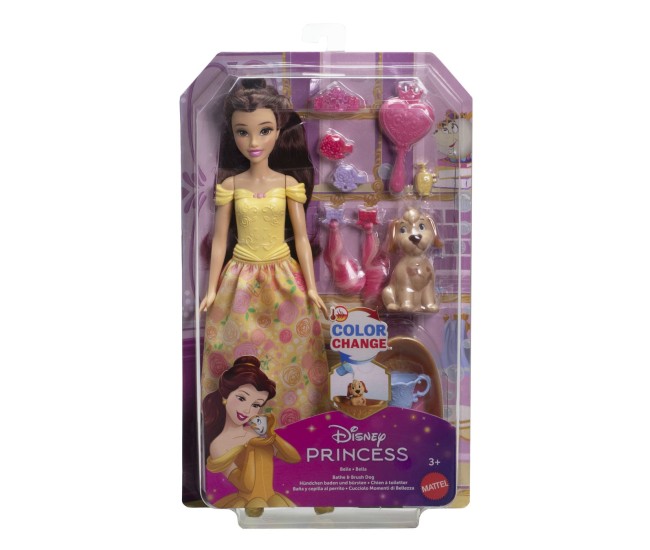 Disney princess papusa bella cu catel si accesorii Disney princess papusa bella cu catel si accesorii