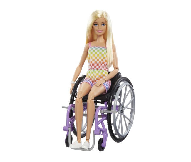 Barbie papusa barbie blonda in scaun cu rotile Barbie papusa barbie blonda in scaun cu rotile