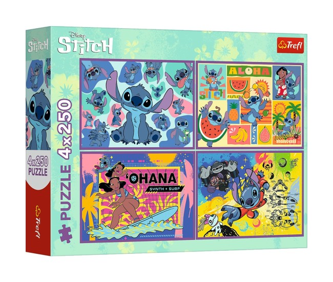 Puzzle trefl 4x250 disney uimitorul stitch