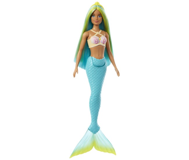 Barbie dreamtropia papusa sirena cu corset galben si coada albastra Barbie dreamtropia papusa sirena cu corset galben si coada albastra