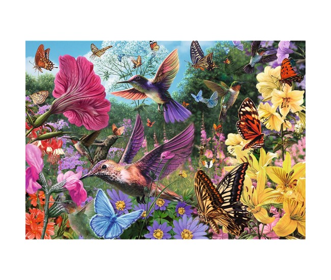 Puzzle trefl 1000 premium plus tea time gradina cu colibri Puzzle trefl 1000 premium plus tea time gradina cu colibri