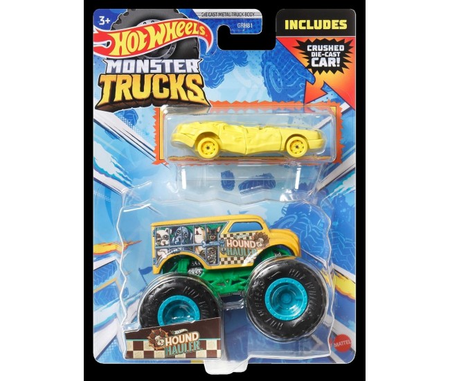 Hot wheels monster truck si masinuta metalica hound hauller Hot wheels monster truck si masinuta metalica hound hauller