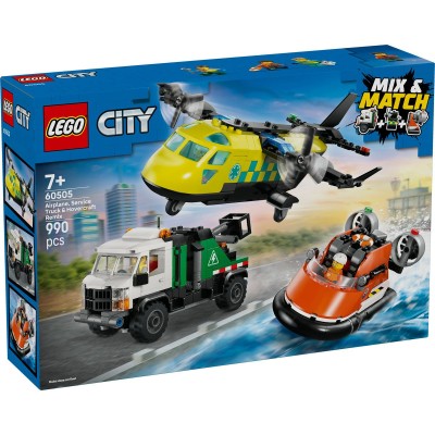 Lego city avion autospeciala de service si aeroglisor in versiuni adaptate 60505