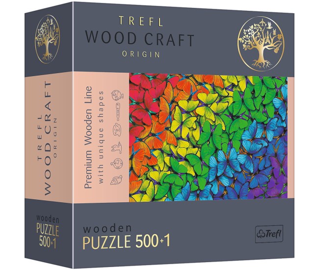 Puzzle trefl din lemn 500+1 piese fluturasii colorati Puzzle trefl din lemn 500+1 piese fluturasii colorati