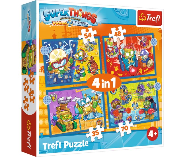Puzzle trefl 4in1 super things super actiunea Puzzle trefl 4in1 super things super actiunea
