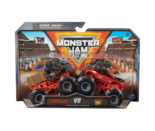 Monster jam set 2 masinute metalice lumberjack si axe scara 1:64 Monster jam set 2 masinute metalice lumberjack si axe scara 1:64