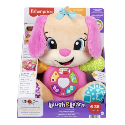 Fisher price catel interactiv cu urechi roz rade si invata Fisher price catel interactiv cu urechi roz rade si invata