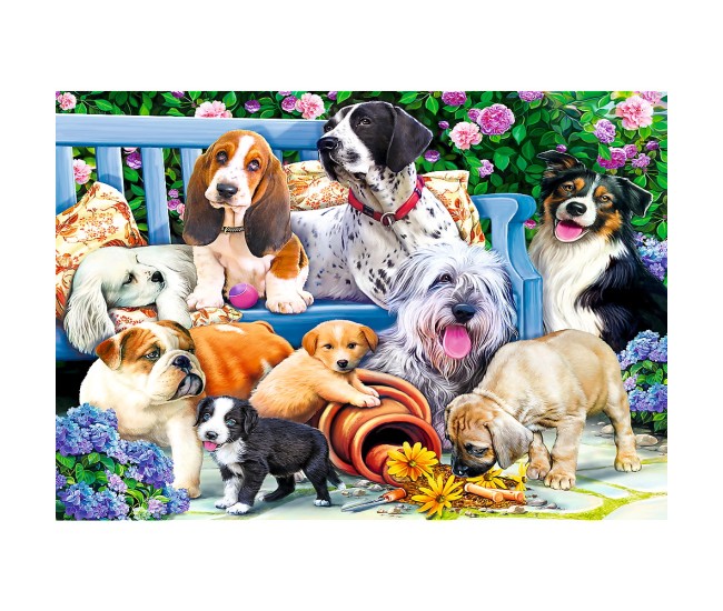 Puzzle trefl 1000 caini in gradina Puzzle trefl 1000 caini in gradina