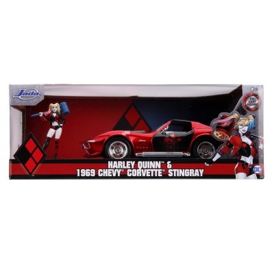 Masinuta din metal harley quinn 1969 chevy corvette scara 1:24