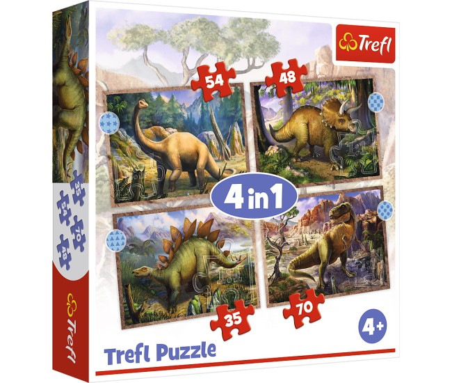 Puzzle trefl 4in1 dinozaurii interesanti Puzzle trefl 4in1 dinozaurii interesanti