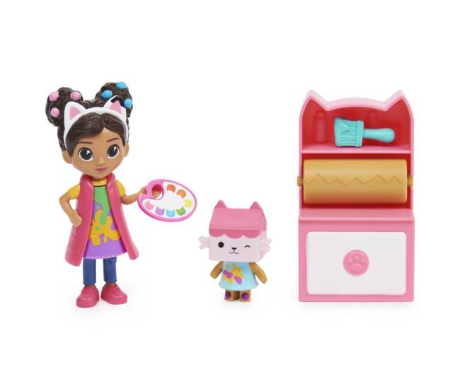 Gabbys dollhouse set papusa 9.7cm cu pisicuta studioul de arta a lui gabby