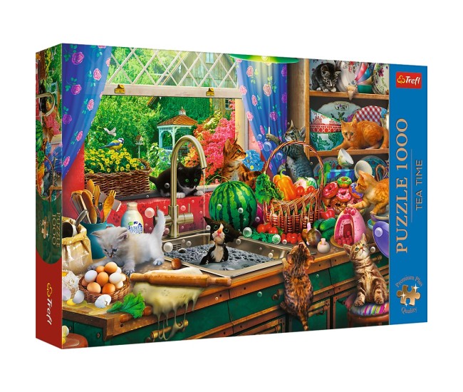 Puzzle trefl 1000 premium plus tea time pisici nazdravane Puzzle trefl 1000 premium plus tea time pisici nazdravane
