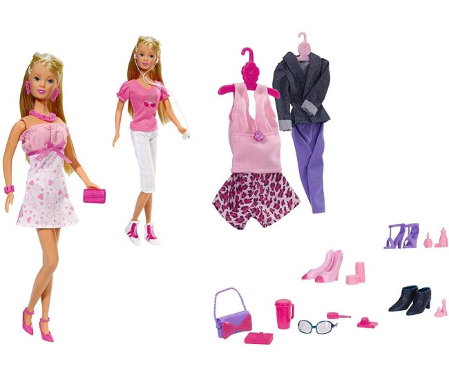Papusa steffi mega fashion set cu hainute de schimb Papusa steffi mega fashion set cu hainute de schimb