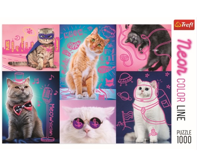 Puzzle trefl 1000 super pisici neon Puzzle trefl 1000 super pisici neon