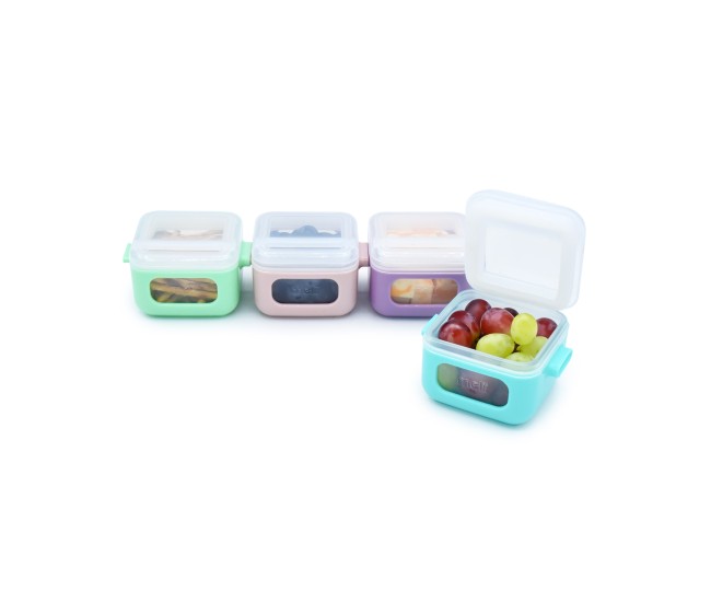 Set 4 recipiente silicon snap&go cubes, melii, 4*118 ml
