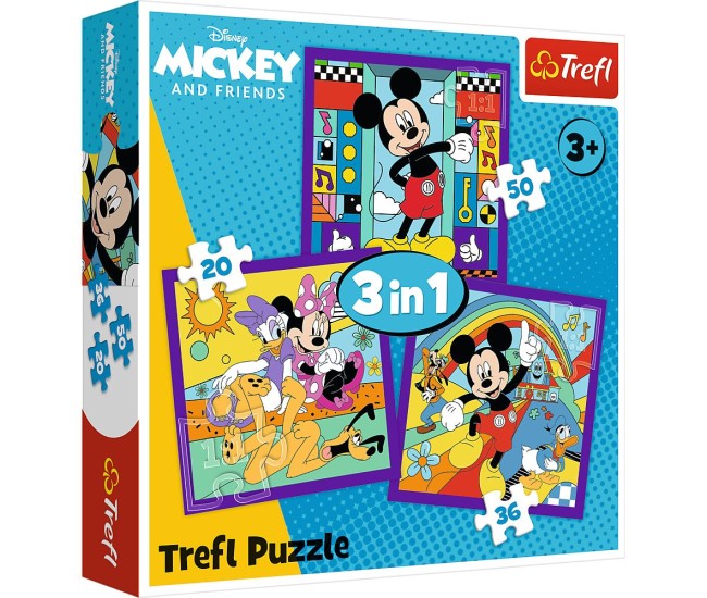 Puzzle trefl 3in1 mickey mouse si prietenii mickey si echipa lui vesela Puzzle trefl 3in1 mickey mouse si prietenii mickey si echipa lui vesela